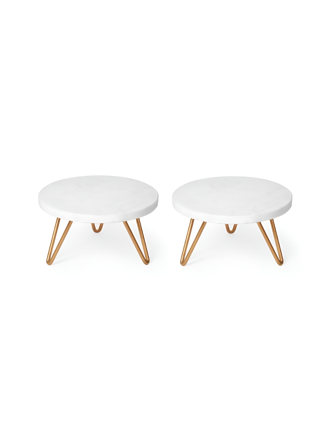 

CASA DECOR Gold-Toned 2 Pieces Marble Cake Stand