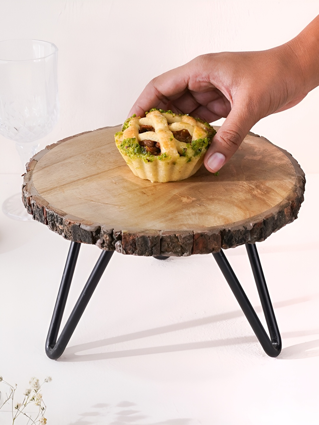 

CASA DECOR Brown Wooden Round Cake Stand
