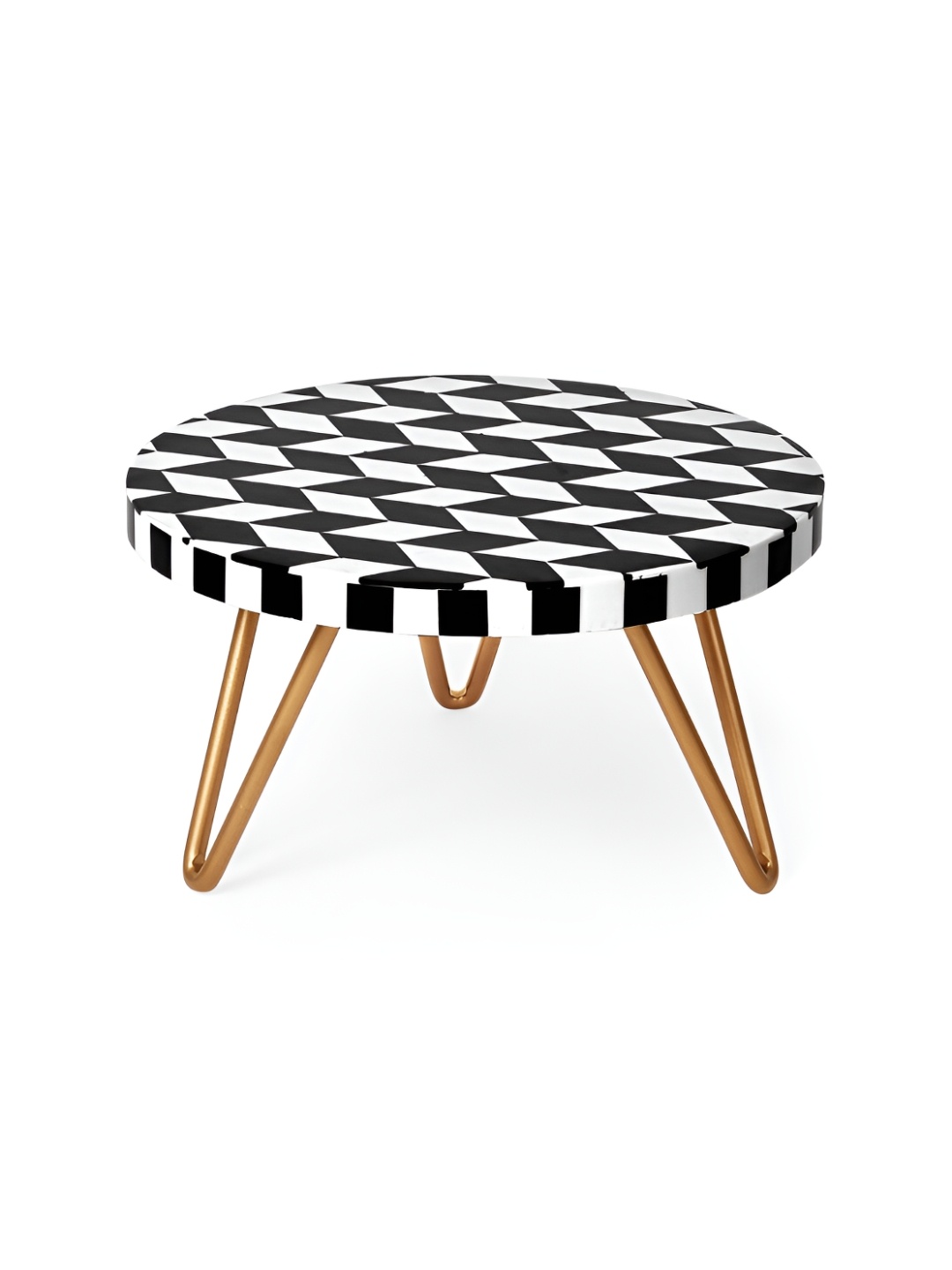 

CASA DECOR Retro Affair White & Black Geometric Printed Resin Cake Stand