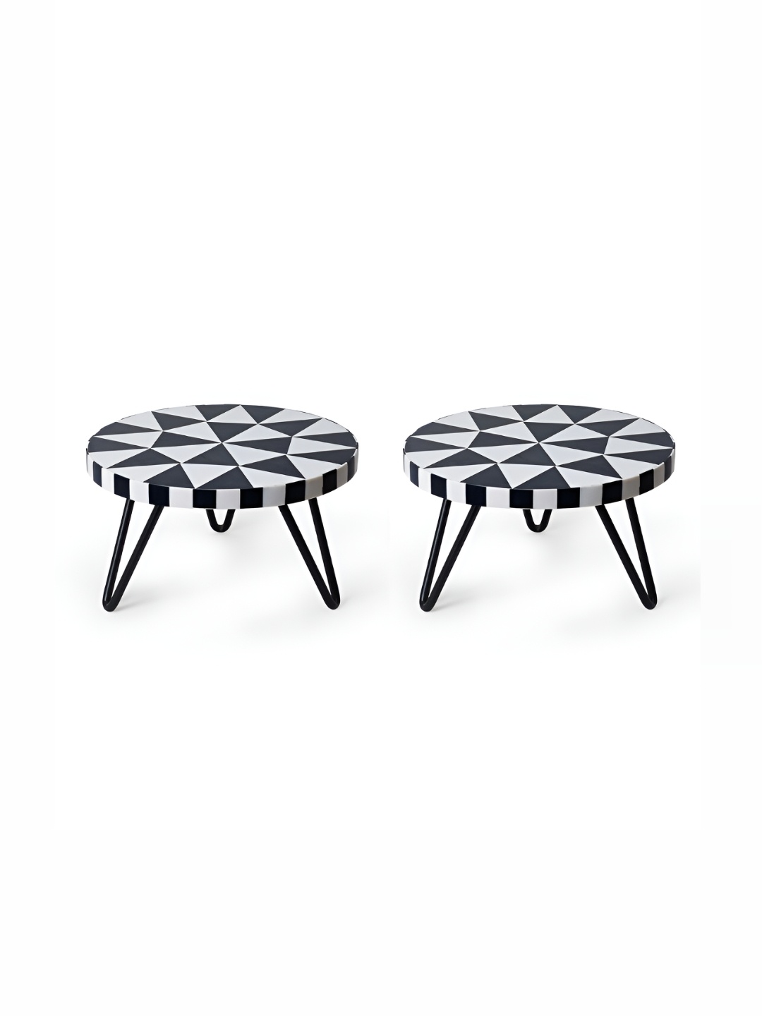 

CASA DECOR Black & White Wooden 2 Pieces Easy to Clean Cake Stand