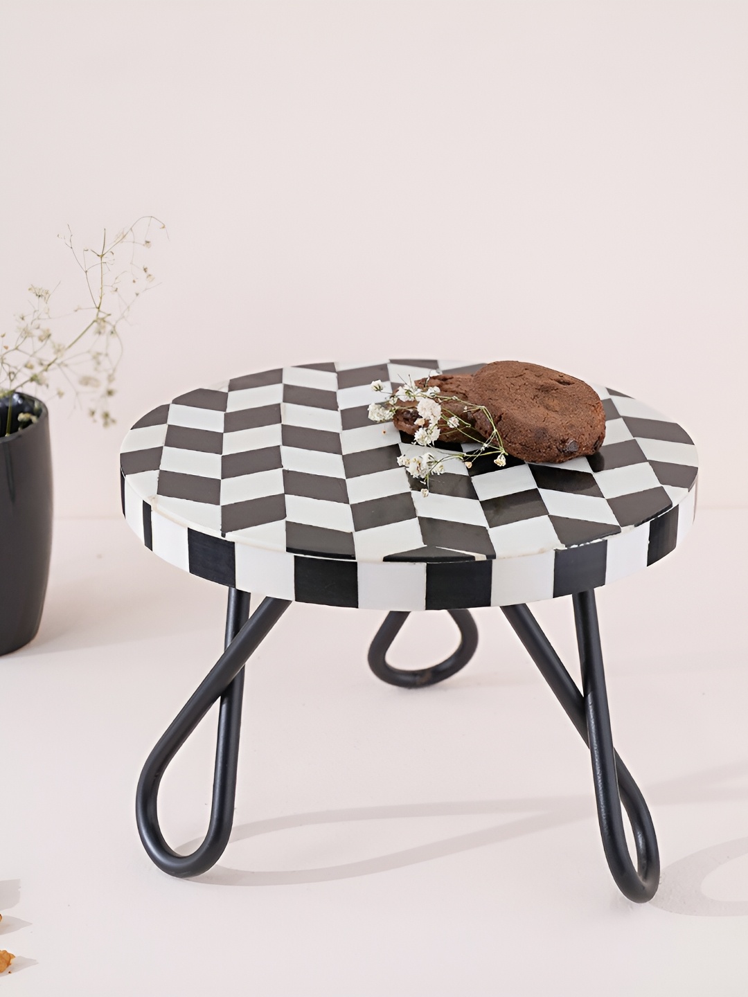 CASA DECOR White & Black Easy to Clean Cake Stand