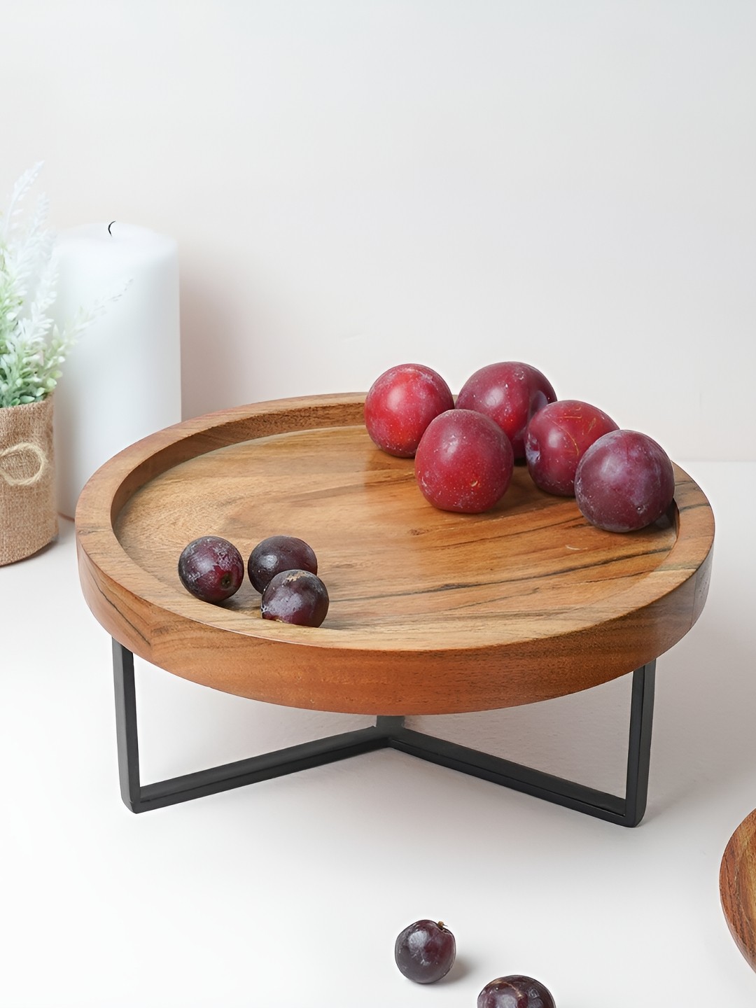 

CASA DECOR Black & Brown Wood Easy to Clean Cake Stand