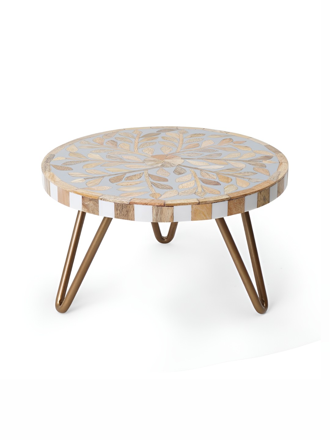 

CASA DECOR Brown & White Printed Wooden Easy to Clean Cake Stand