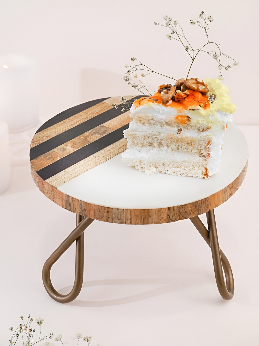 CASA DECOR Black & White Easy to Clean Cake Stand