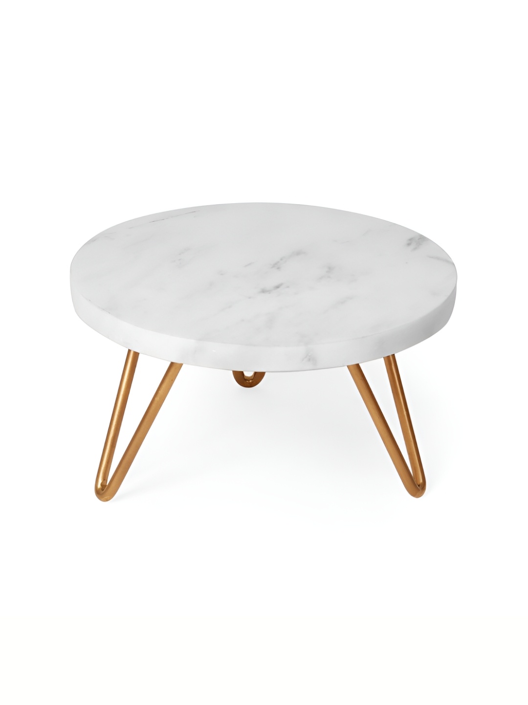 

CASA DECOR Gold-Toned & White Moon Pie Stoneware Easy to Clean Cake Stand