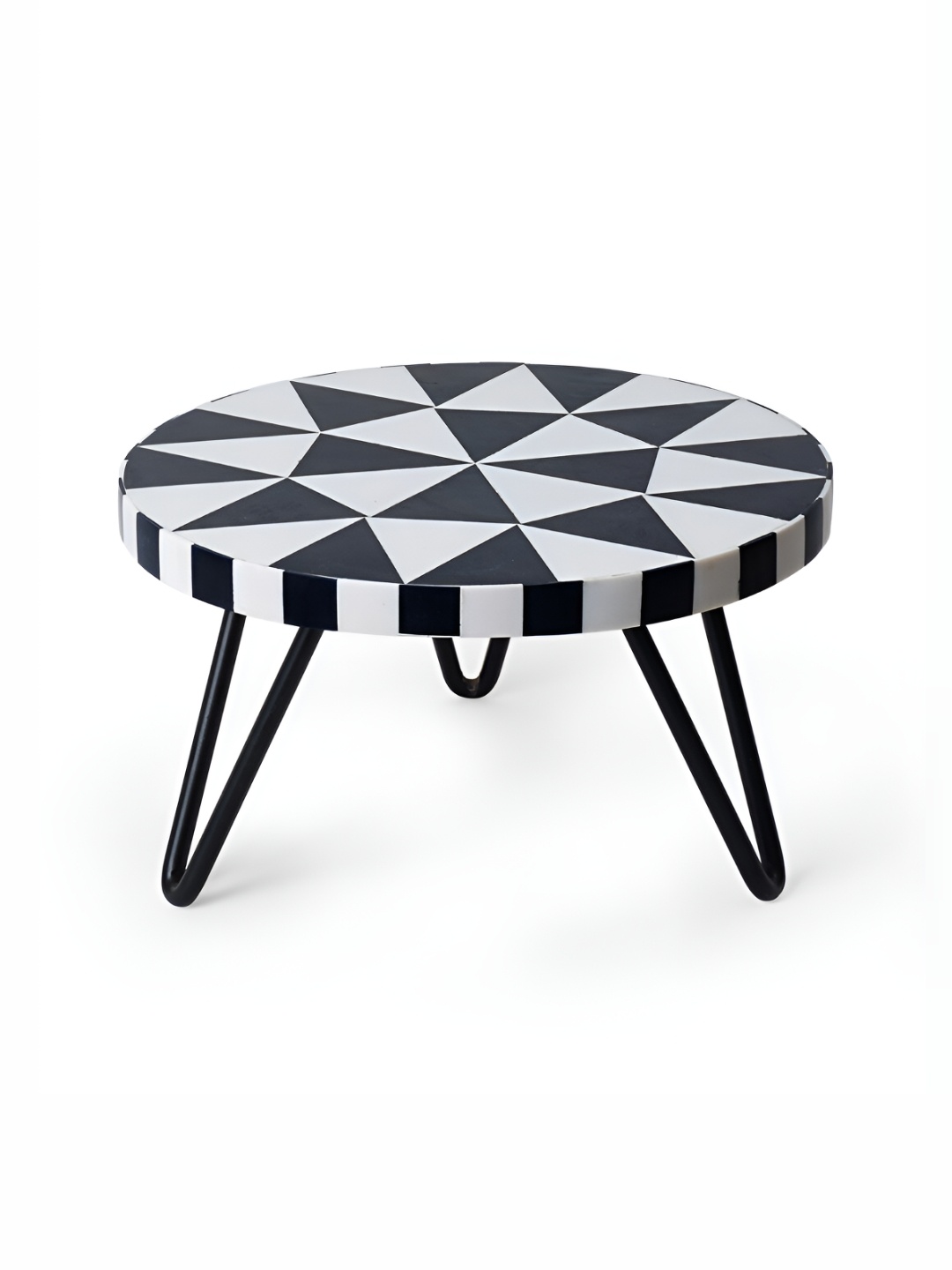 

CASA DECOR Black & White Wooden Easy to Clean Cake Stand