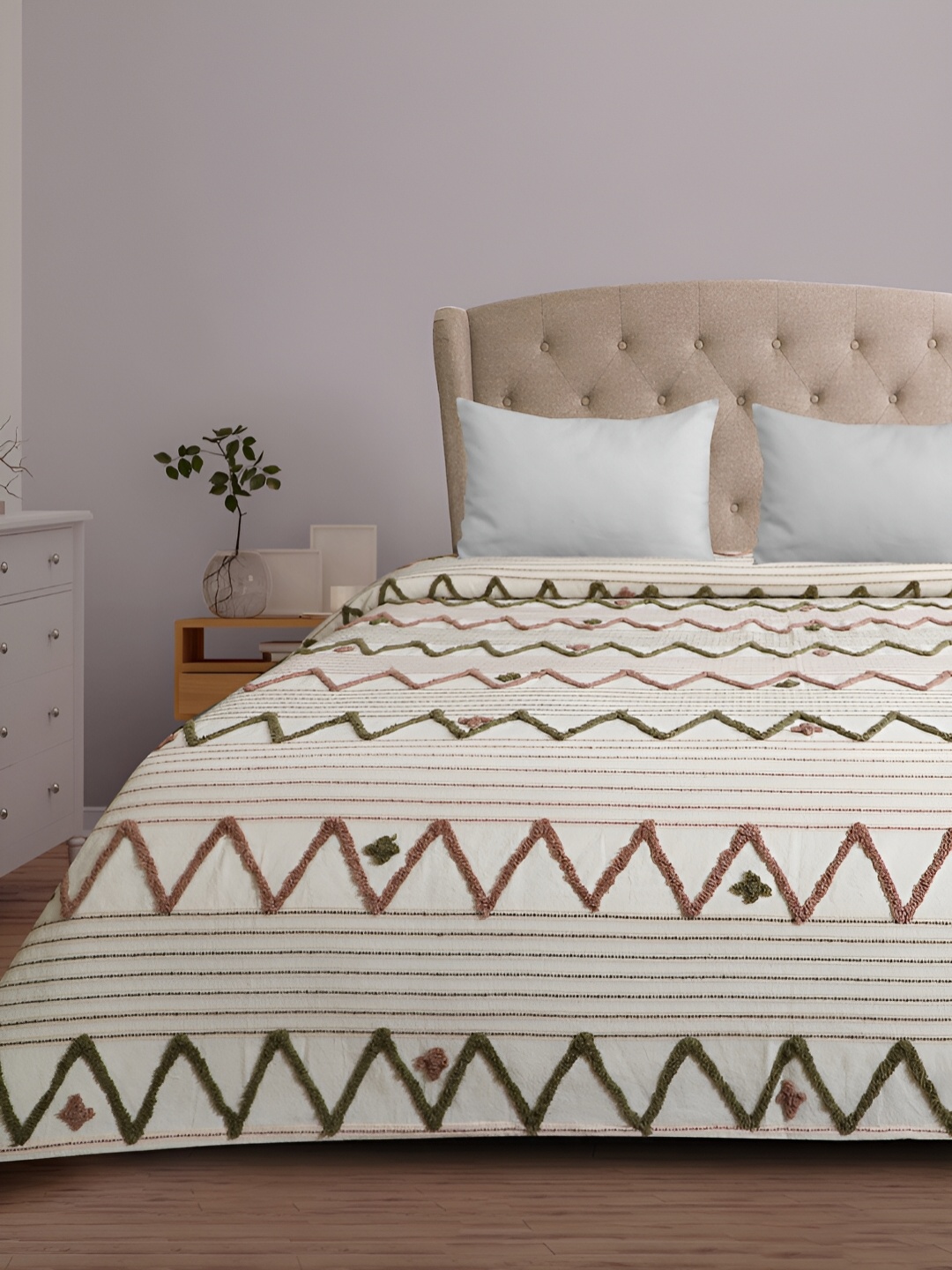 

Jamio Firati Beige Geometric 180 TC Cotton Queen Bedsheet