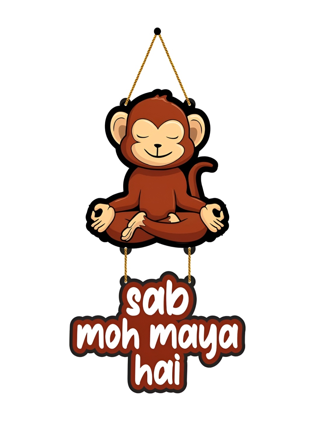 

Home Delight Brown & White Sab Moh Maya Hai Monkey Wooden Wall Hanging