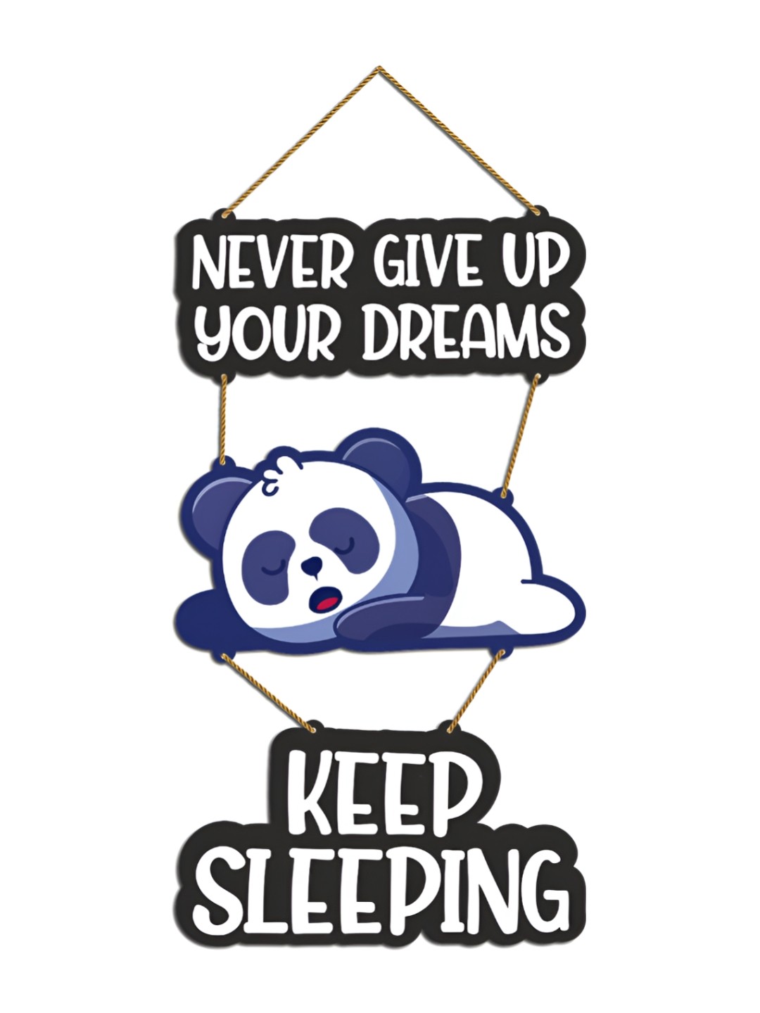 

Home Delight White & Blue Never Give Up-Keep Printed Wooden Wall Hanging