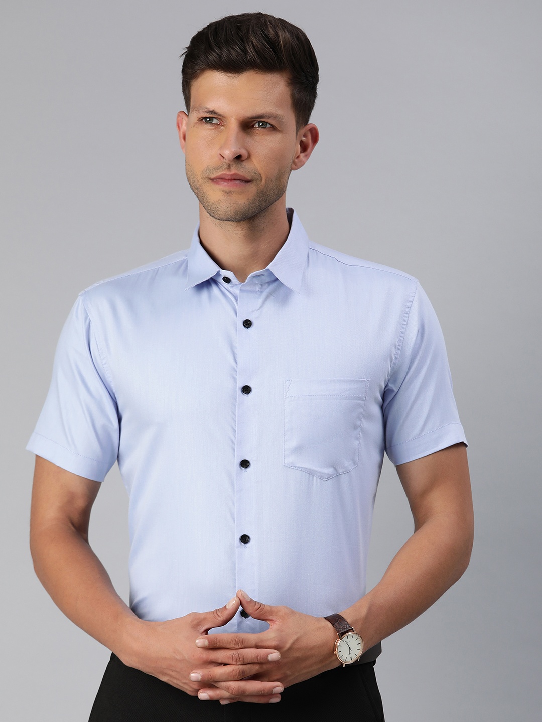

Majestic Man Men Classic Slim Fit Formal Shirt, Blue