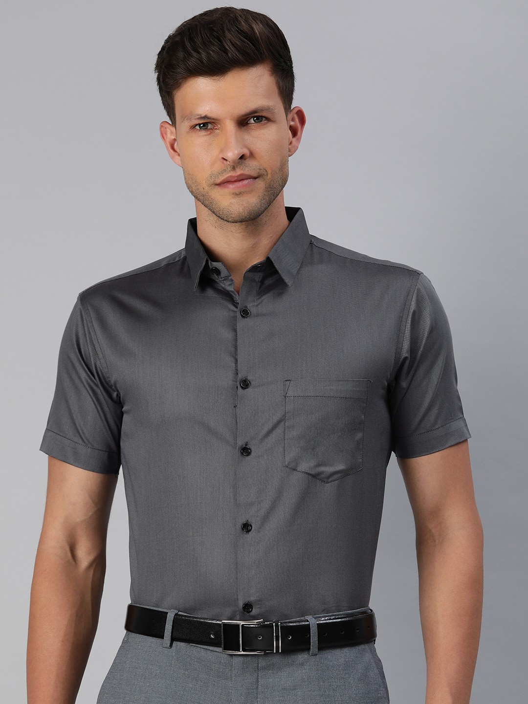 

Majestic Man Men Classic Slim Fit Solid Formal Shirt, Grey