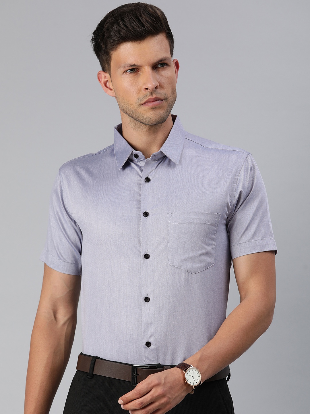 

Majestic Man Men Classic Slim Fit Formal Shirt, Blue