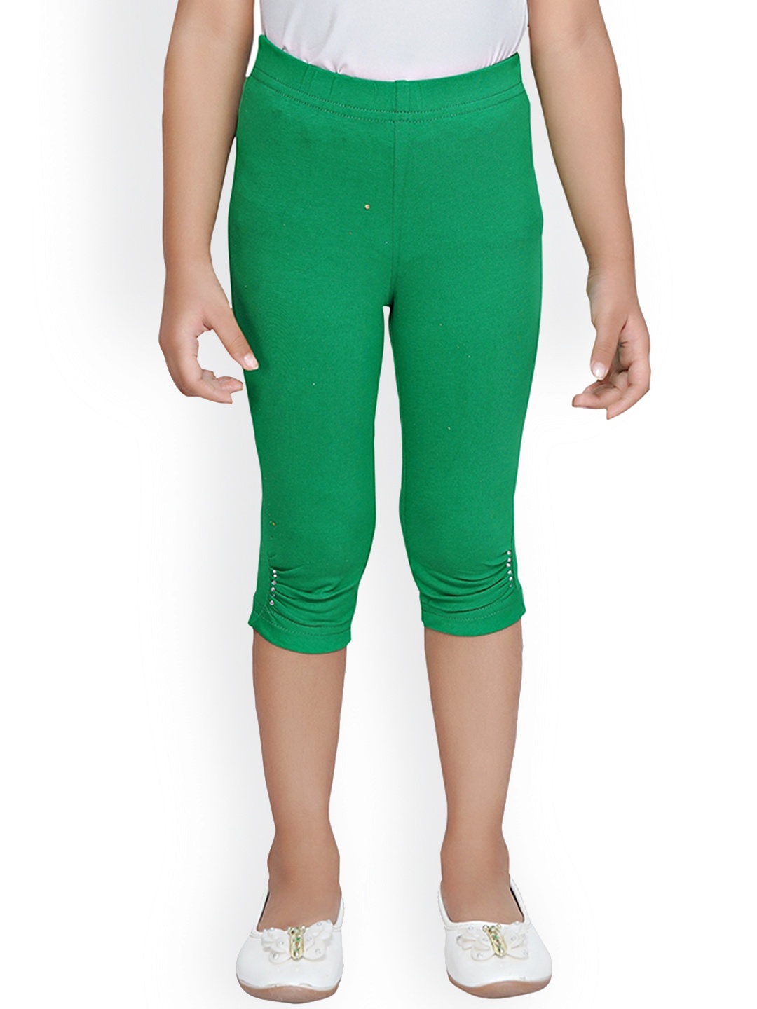 

Tiny Girl Girls Three-fourth Length Cotton Leggings, Green