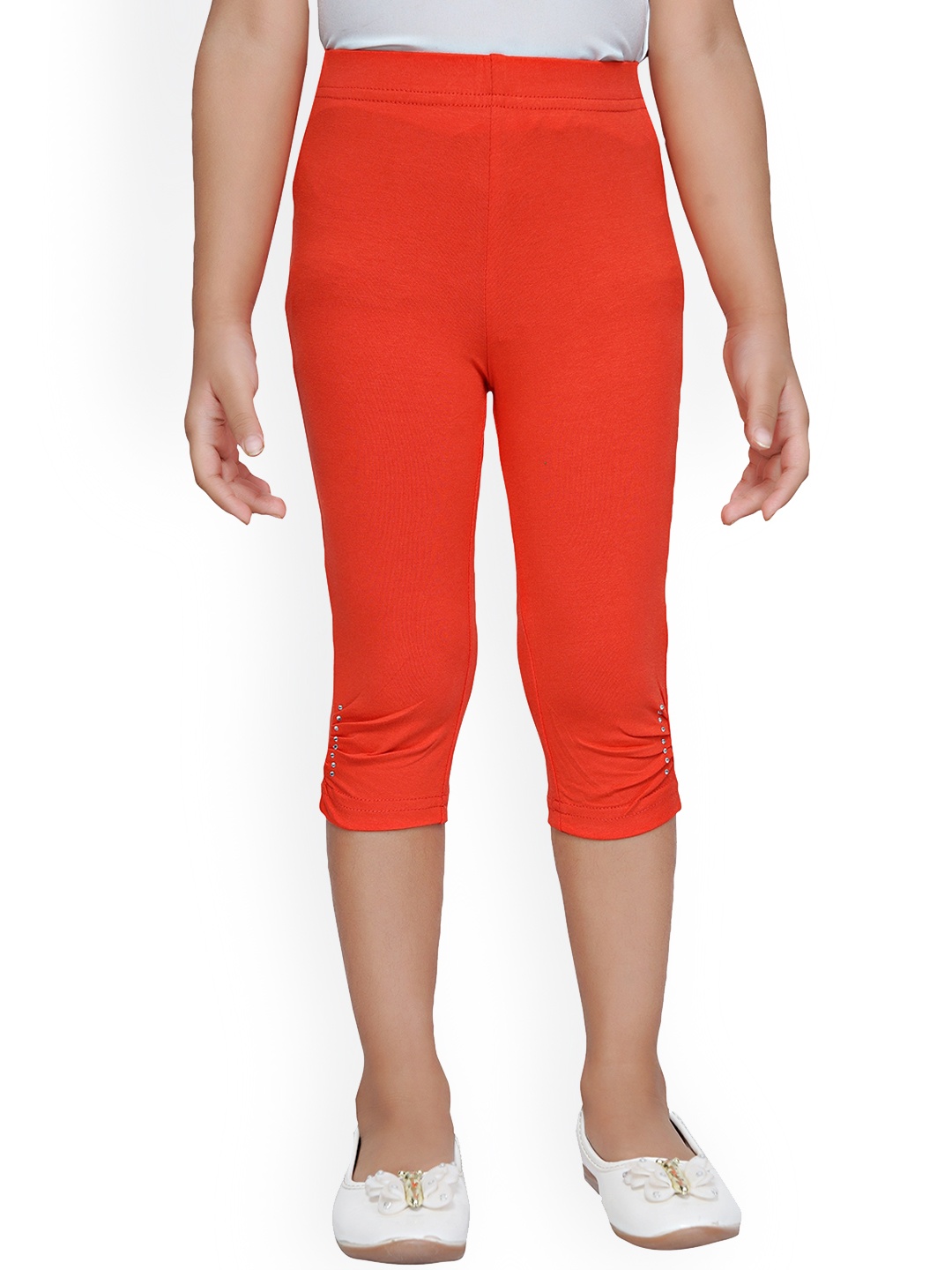 

Tiny Girl Girls Three-fourth Length Cotton Leggings, Red