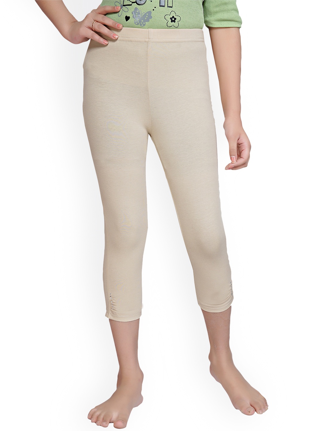 

Tiny Girl Girls Three-fourth Length Cotton Leggings, Beige