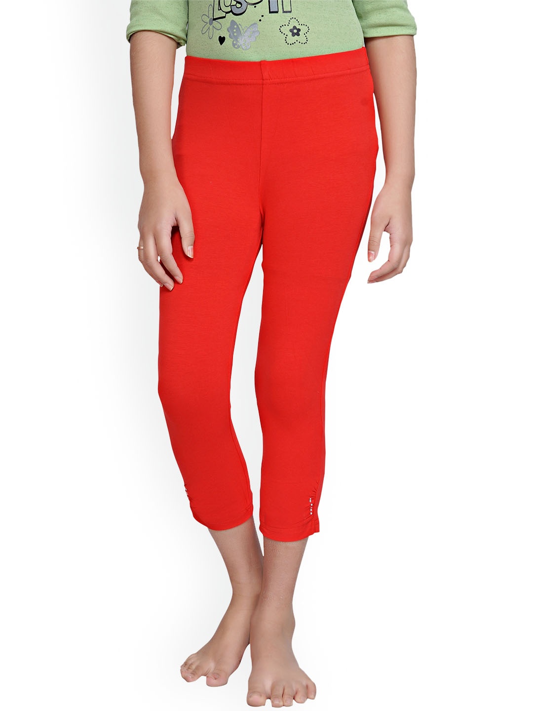 

Tiny Girl Girls Three-fourth Length Cotton Leggings, Red