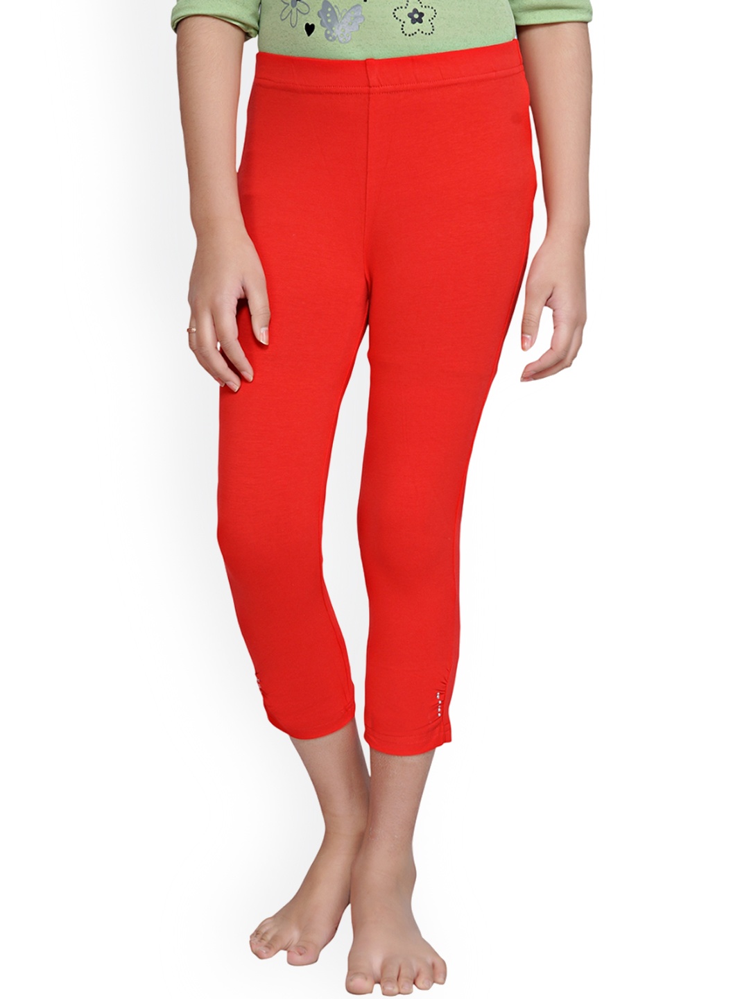 

Tiny Girl Girls Three-fourth Length Cotton Leggings, Red