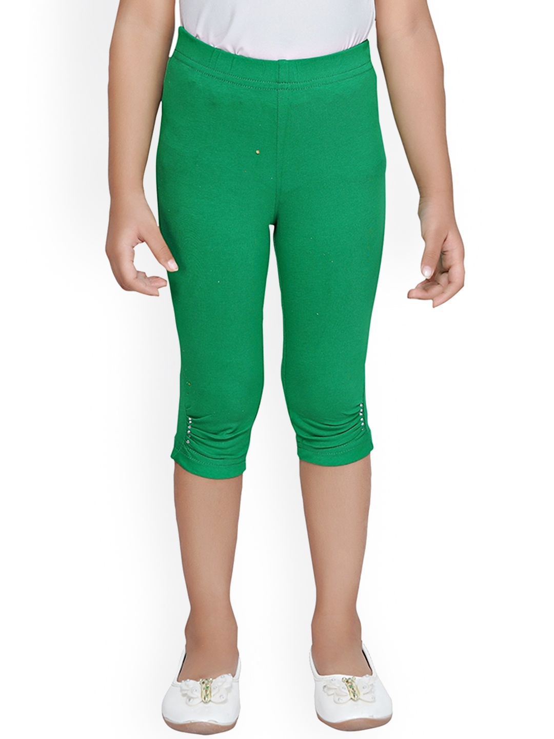 

Tiny Girl Girls Three-fourth Length Cotton Leggings, Green