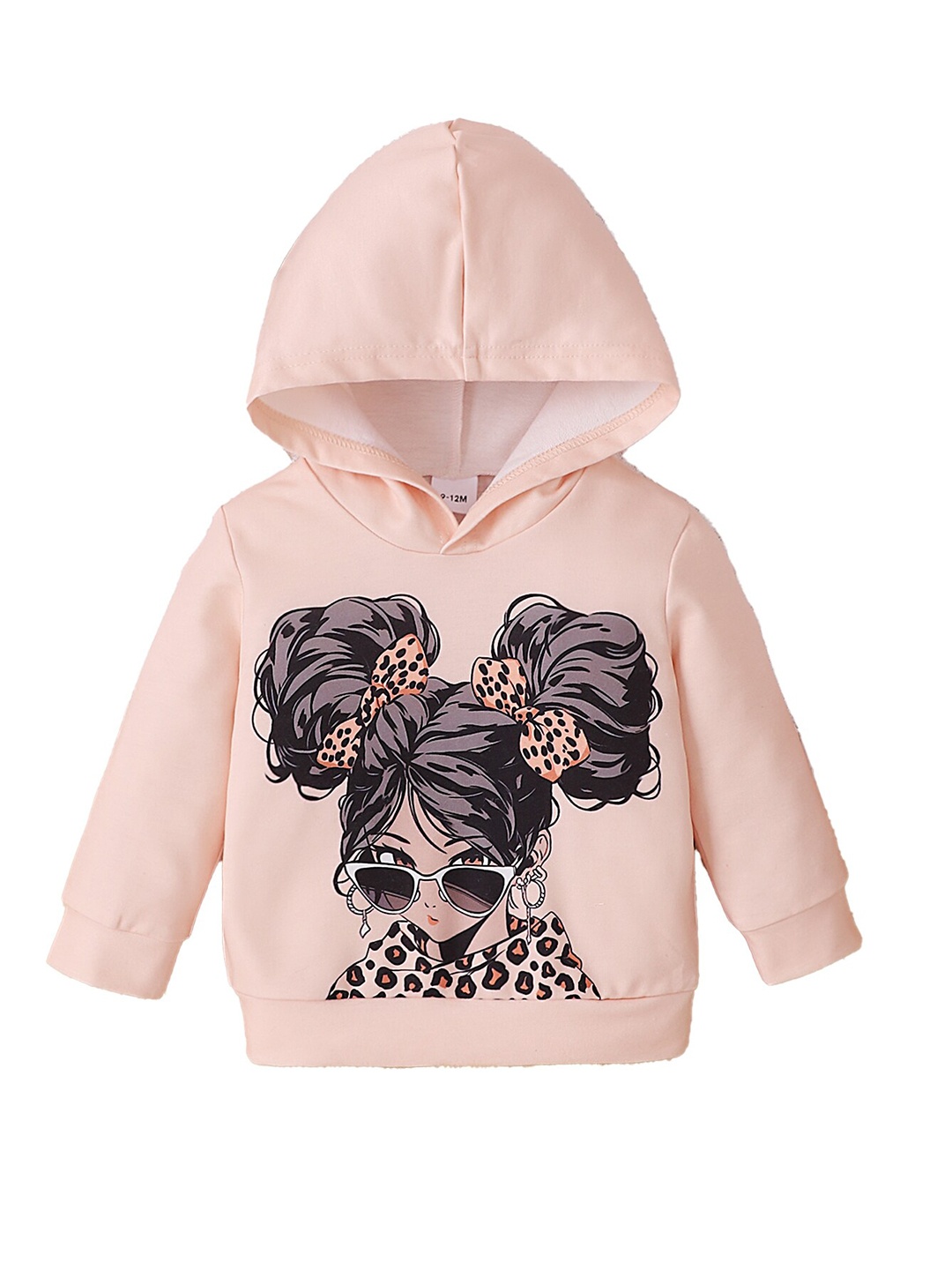 

StyleCast Girls Pink Graphic Printed Hooded Long Sleeves Pullover Sweatshirt
