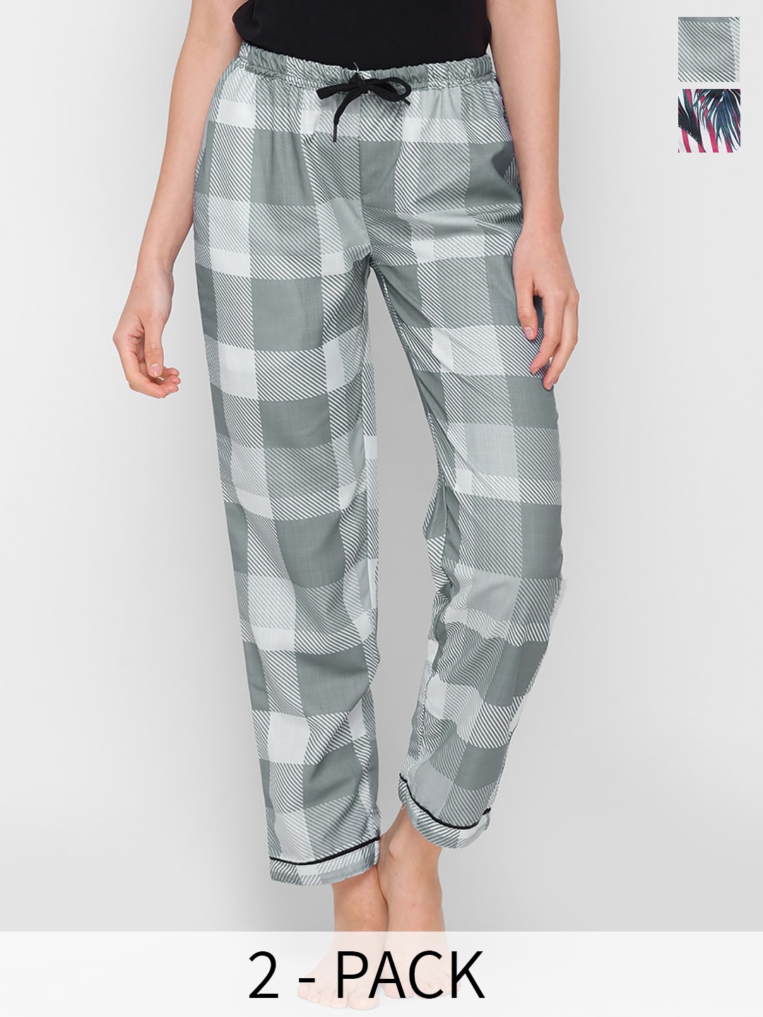 

NOIRA Pack Of 2 Printed Mid-Rise Lounge Pants, Green