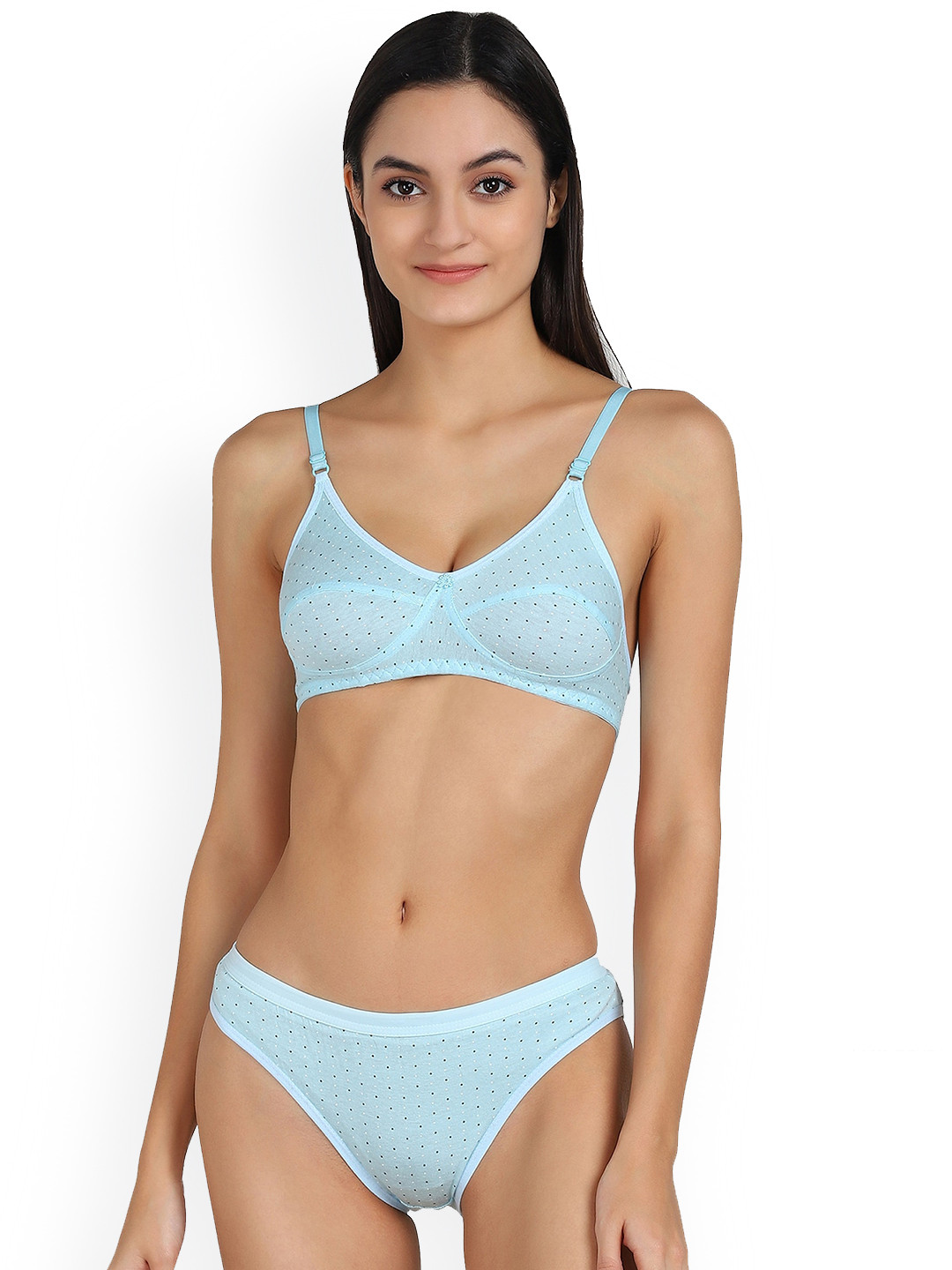 

In-Curve Printed Cotton Lingerie Set, Blue