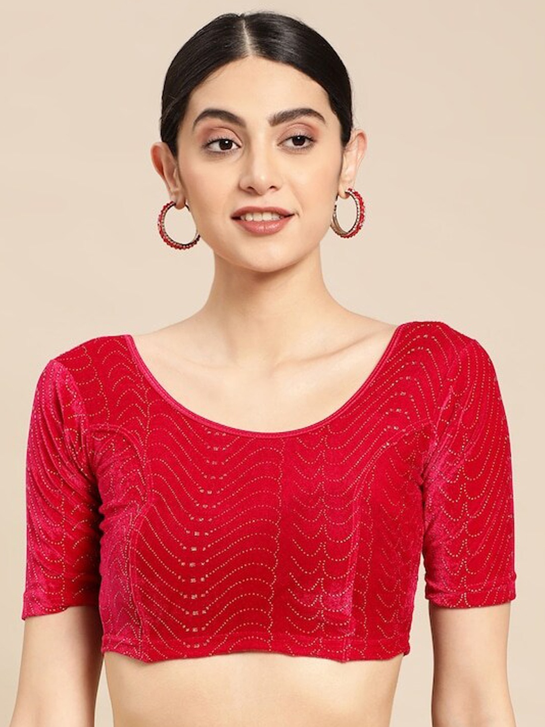 

PATLIPALLU Embellished Stretchable Velvet Saree Blouse, Pink