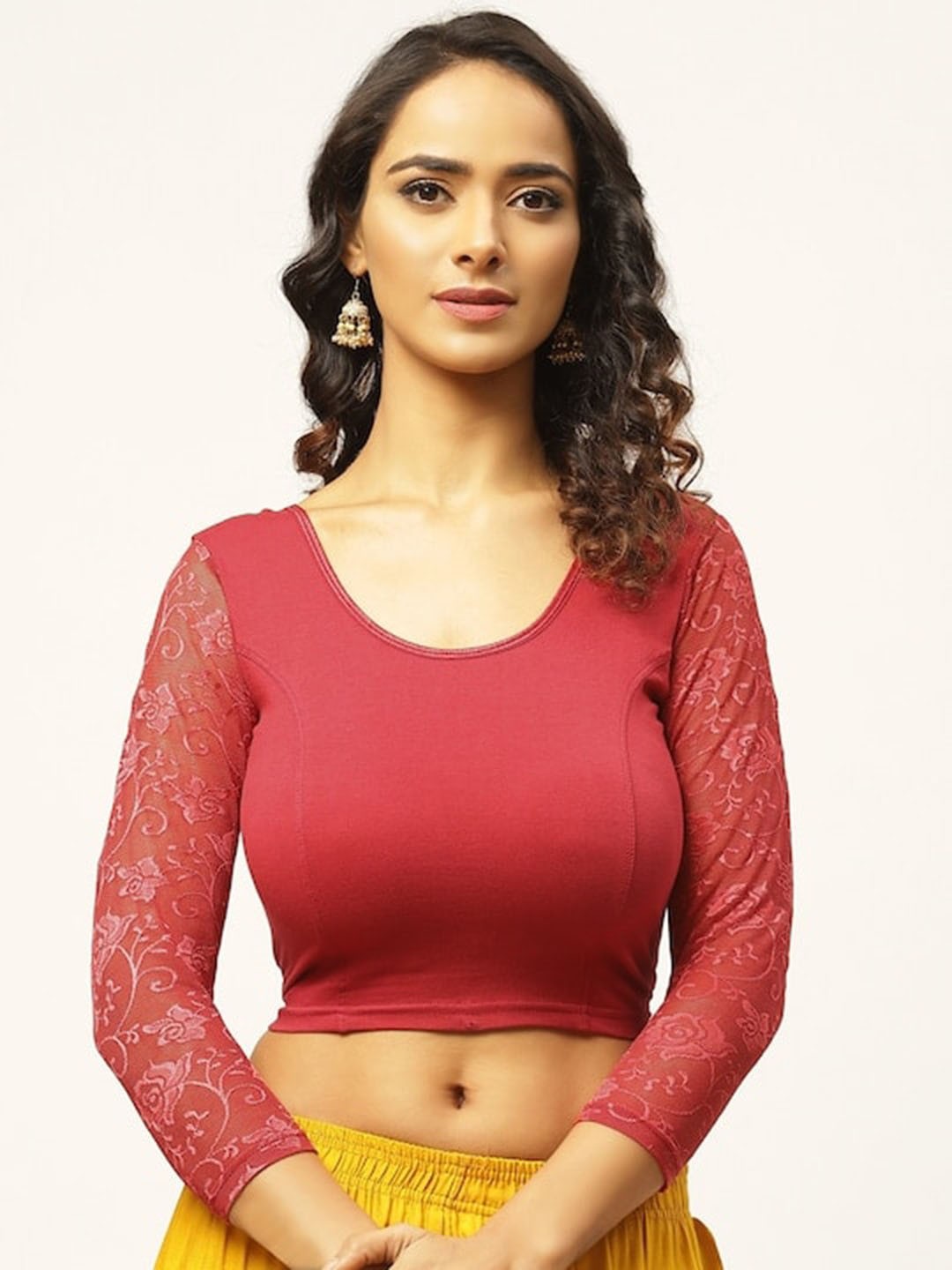 

PATLIPALLU Stretchable Cotton Saree Blouse, Red