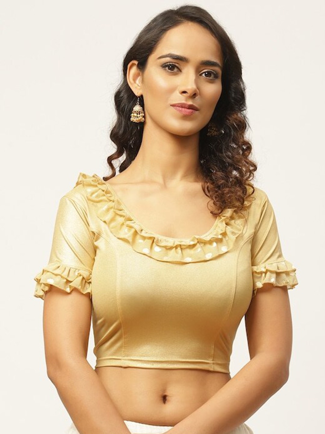 

PATLIPALLU Stretchable Saree Blouse, Gold