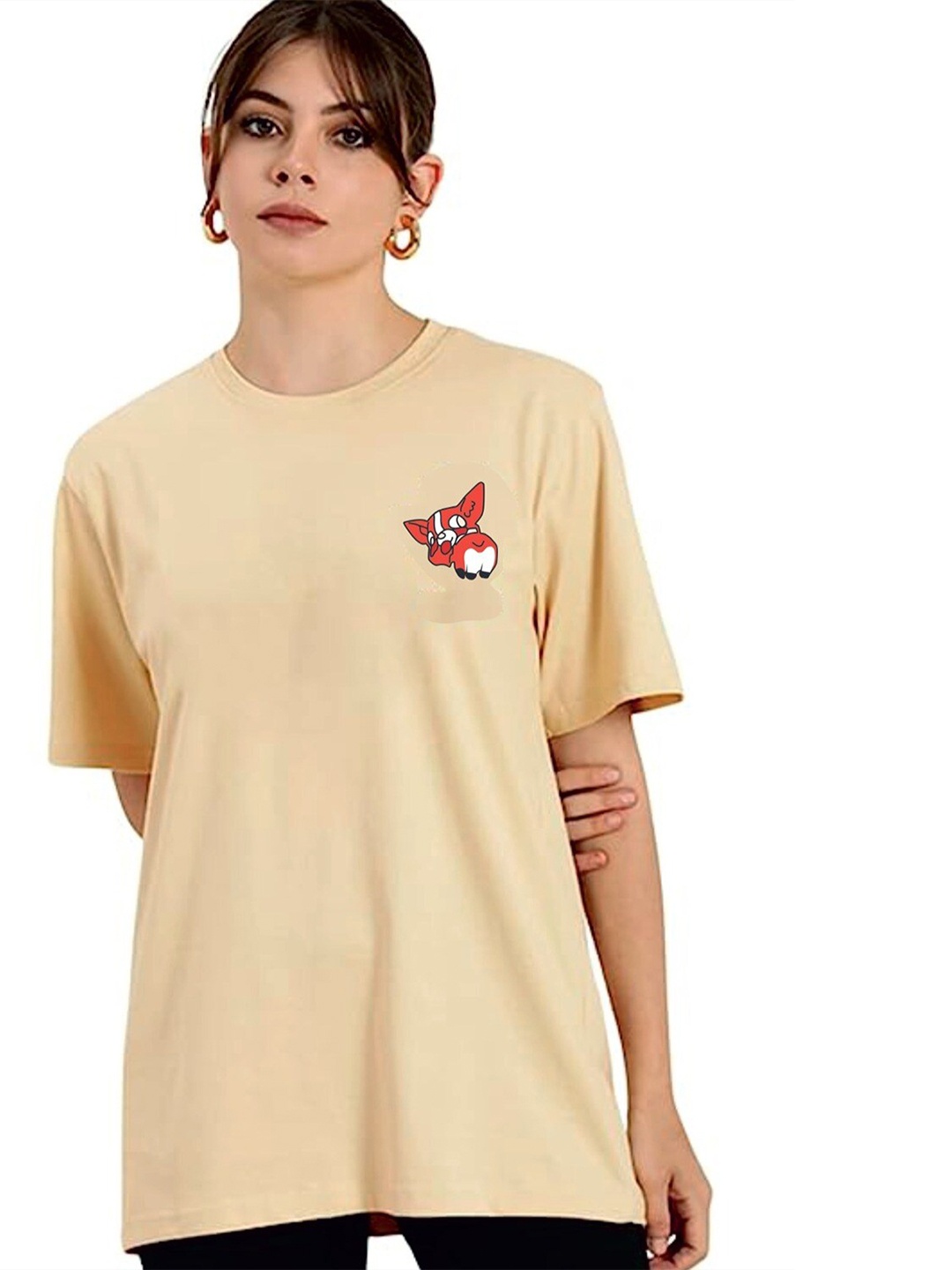 

BAESD Graphic Printed Oversized Pure Cotton T-shirt, Cream
