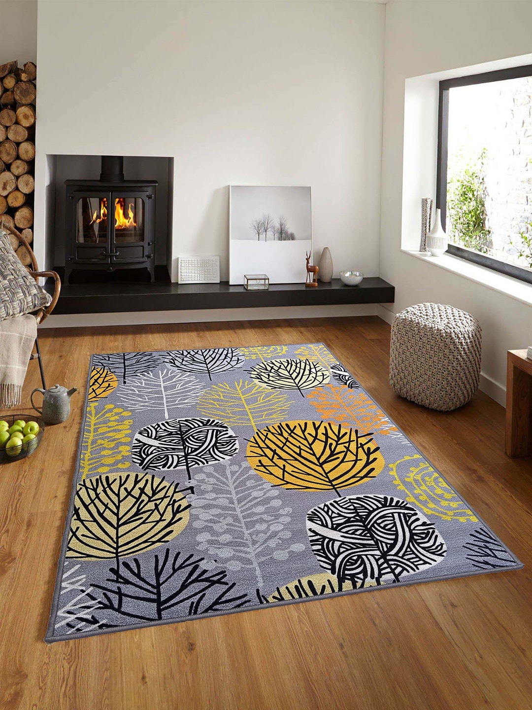

Matz and More Grey Floral Anti-Skid & Stain Resistant Carpet
