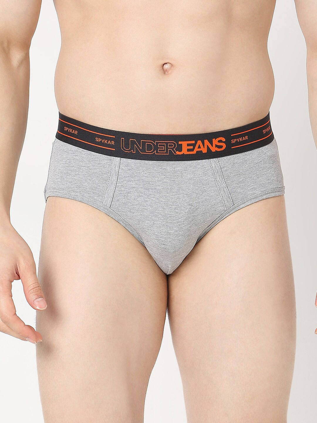 

UnderJeans by Spykar Mid-Rise Anti-Microbial Basic Briefs UJNPBS063GREYMELANGE, Grey melange