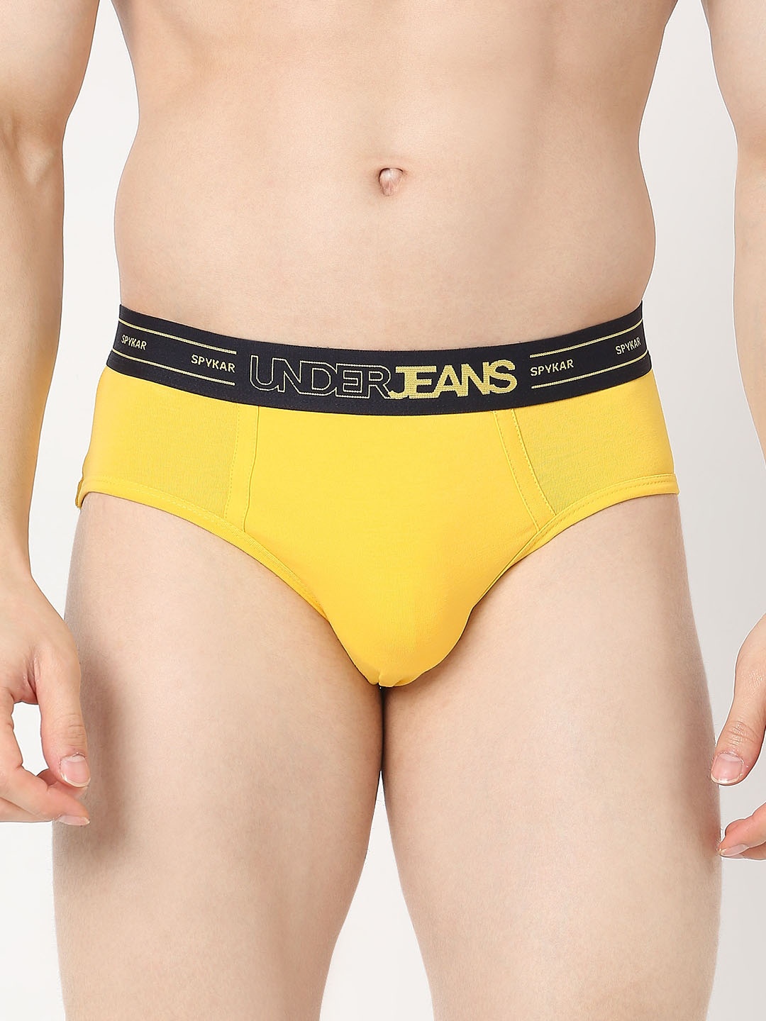 

UnderJeans by Spykar Mid-Rise Anti-Microbial Basic Briefs UJNPBS063Yellow, Yellow