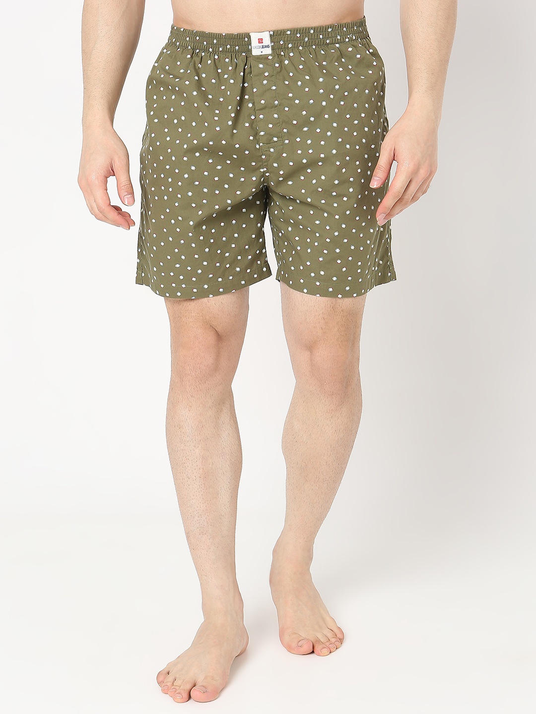 

UnderJeans by Spykar Men Printed Pure Cotton Boxers UJNPBX0059058, Olive
