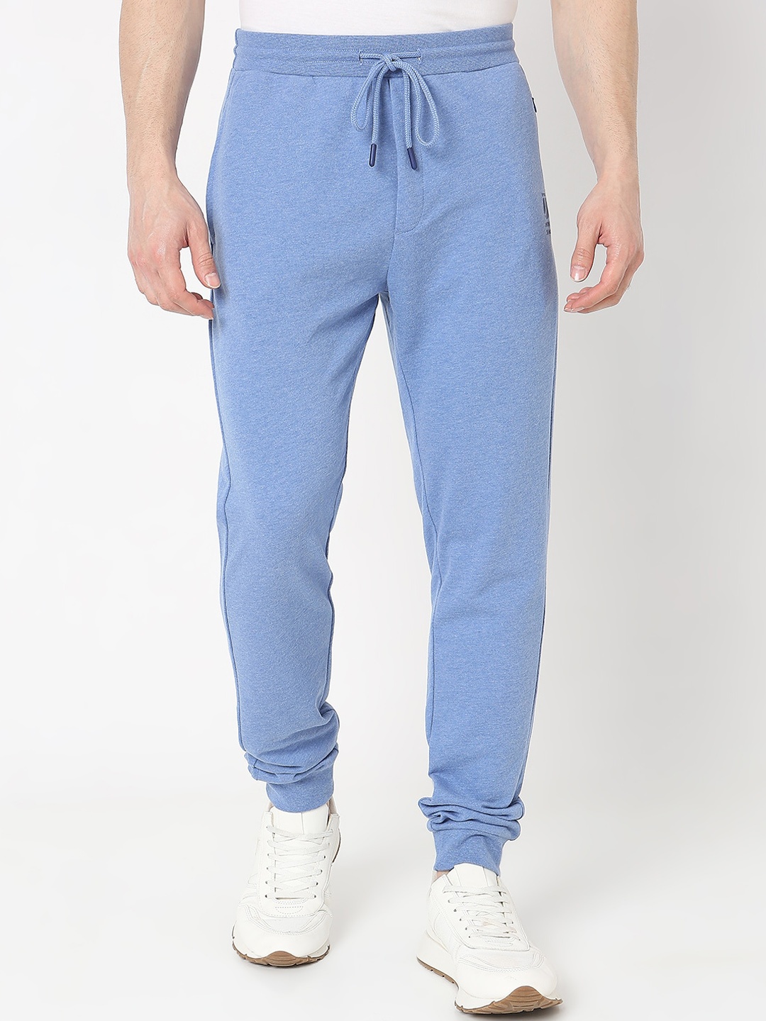 

Underjeans by Spykar Men Cotton Mid-Rise Joggers, Blue