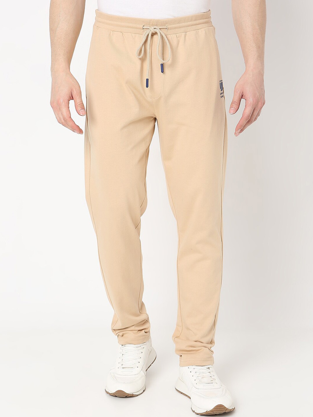 

Underjeans by Spykar Men Mid Rise Cotton Track Pants, Beige