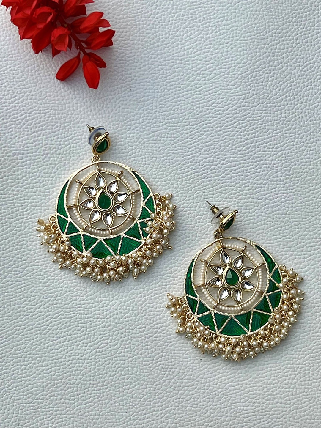 

Prettilicious Contemporary Chandbalis Earrings, Green