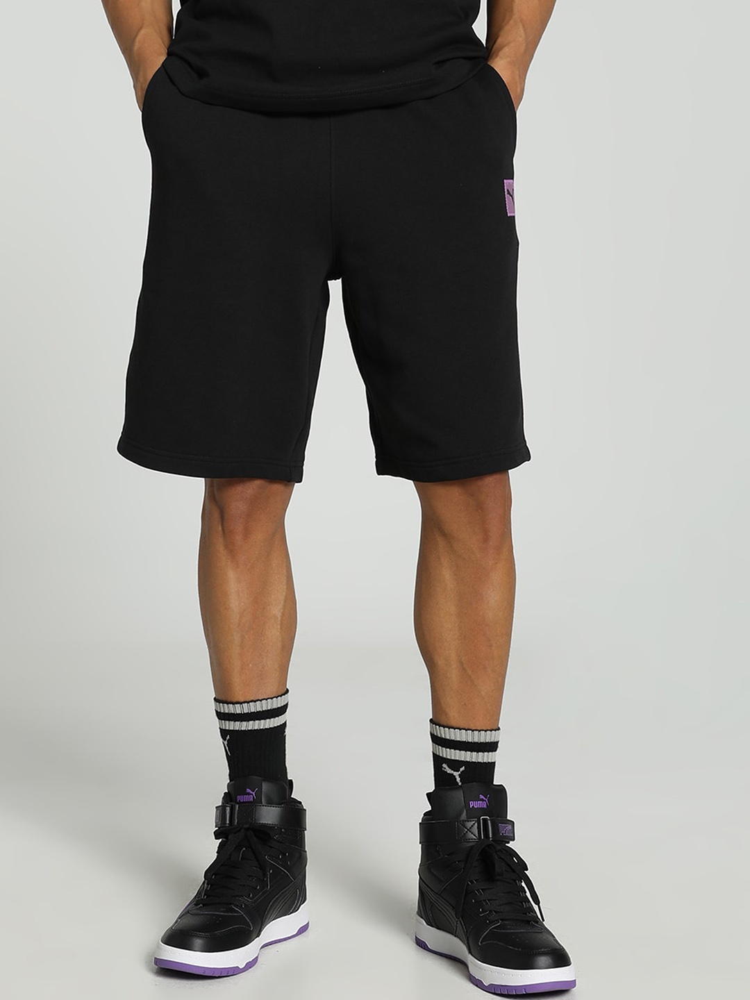 

Puma x HARRDY SANDHU Men Relaxed-Fit Cotton Shorts, Black