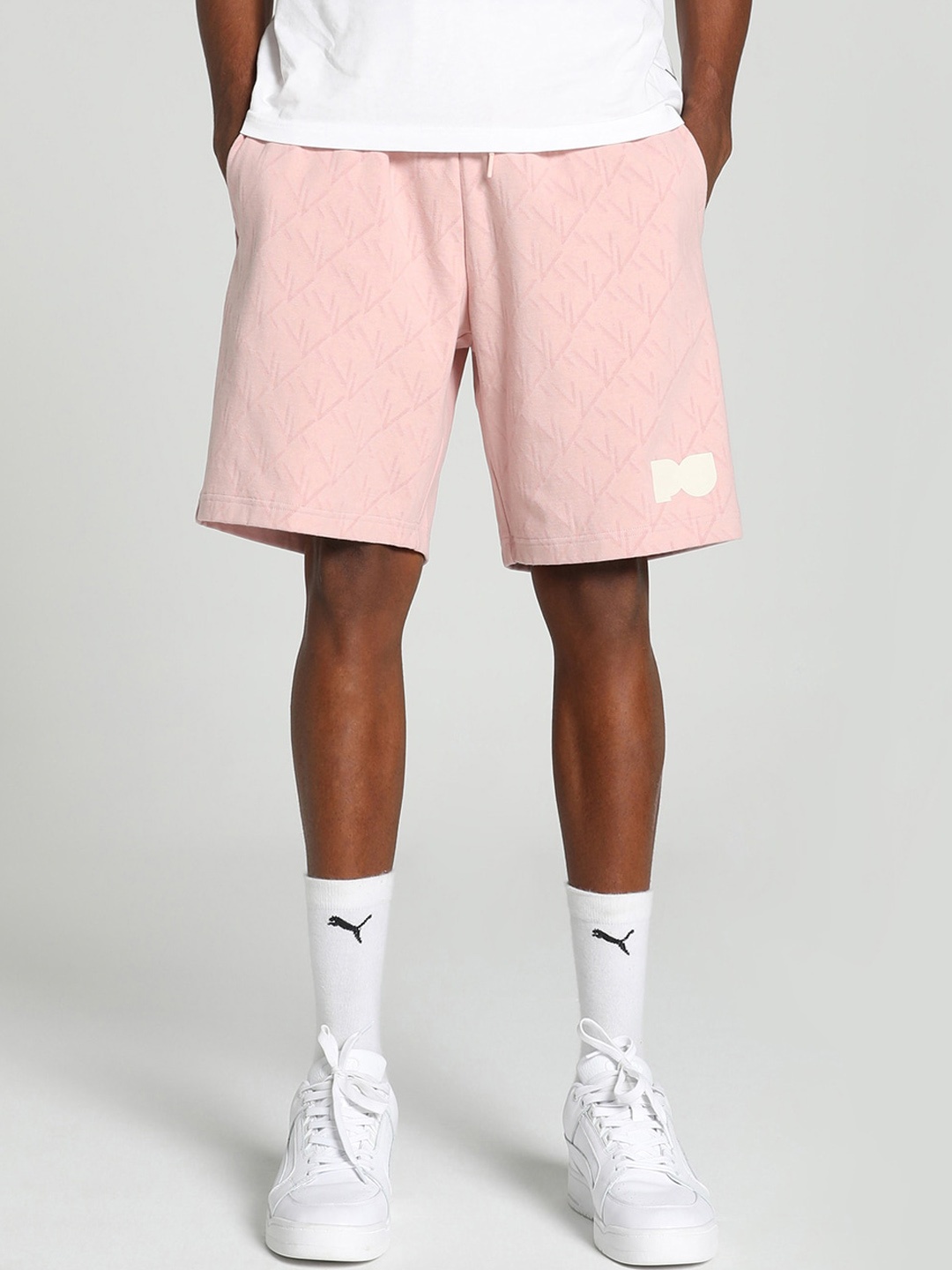 one8 x PUMA Men Signature Regular Fit Cotton Sports Shorts, Pink