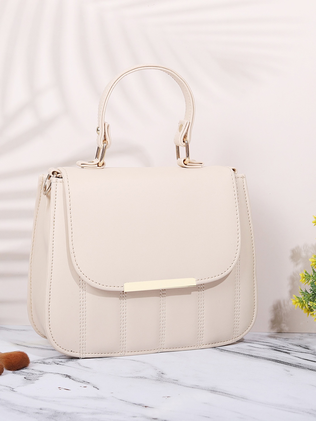 

ROSS BROWN Structured Handheld Bag, Beige