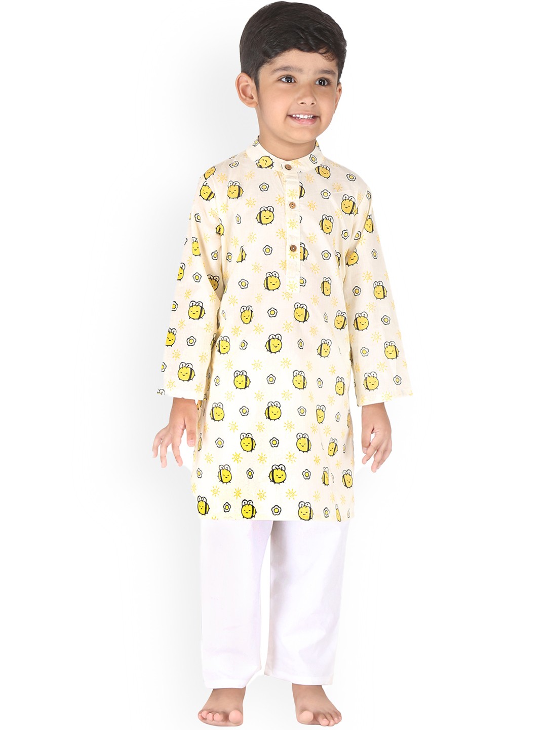 

BAESD Boys Conversational Printed Pure Cotton Night suit, Off white