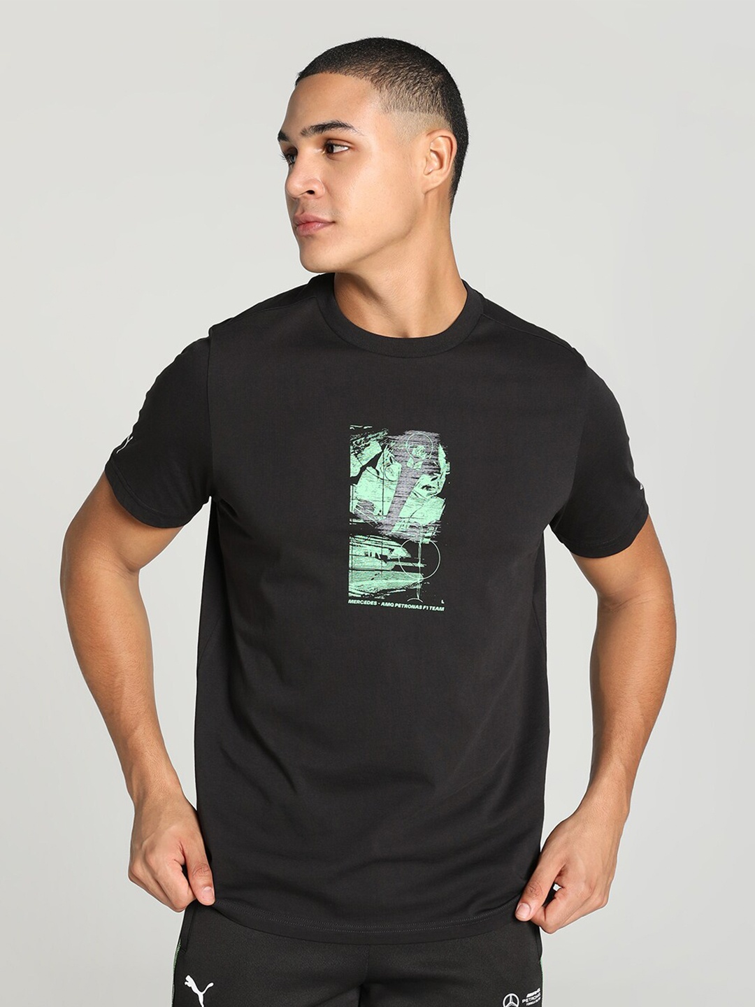 

PUMA Motorsport Mercedes-AMG Petronas Graphic Printed Cotton T-shirt, Black