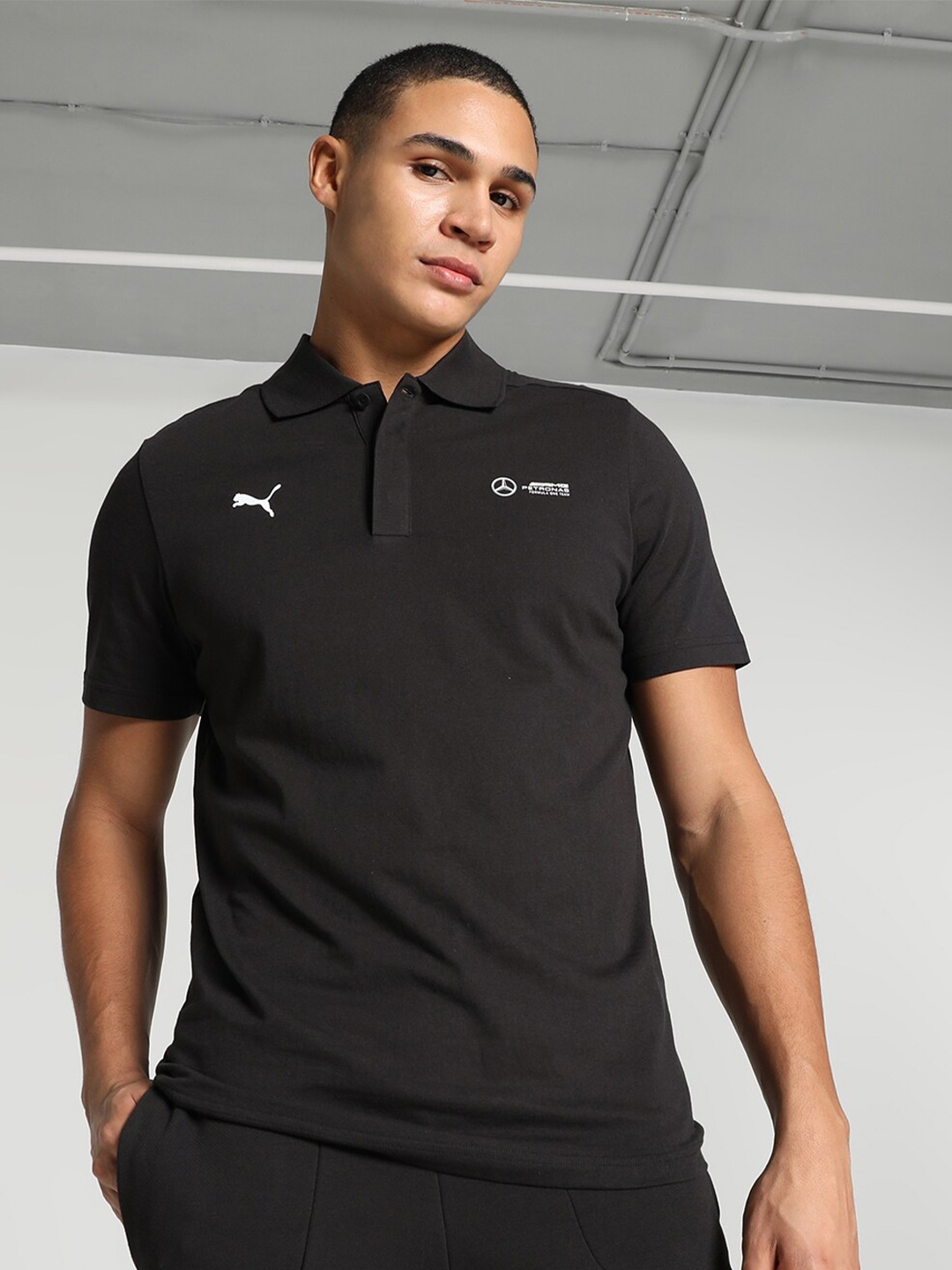 

PUMA Motorsport Polo Collar Cotton T-shirt, Black