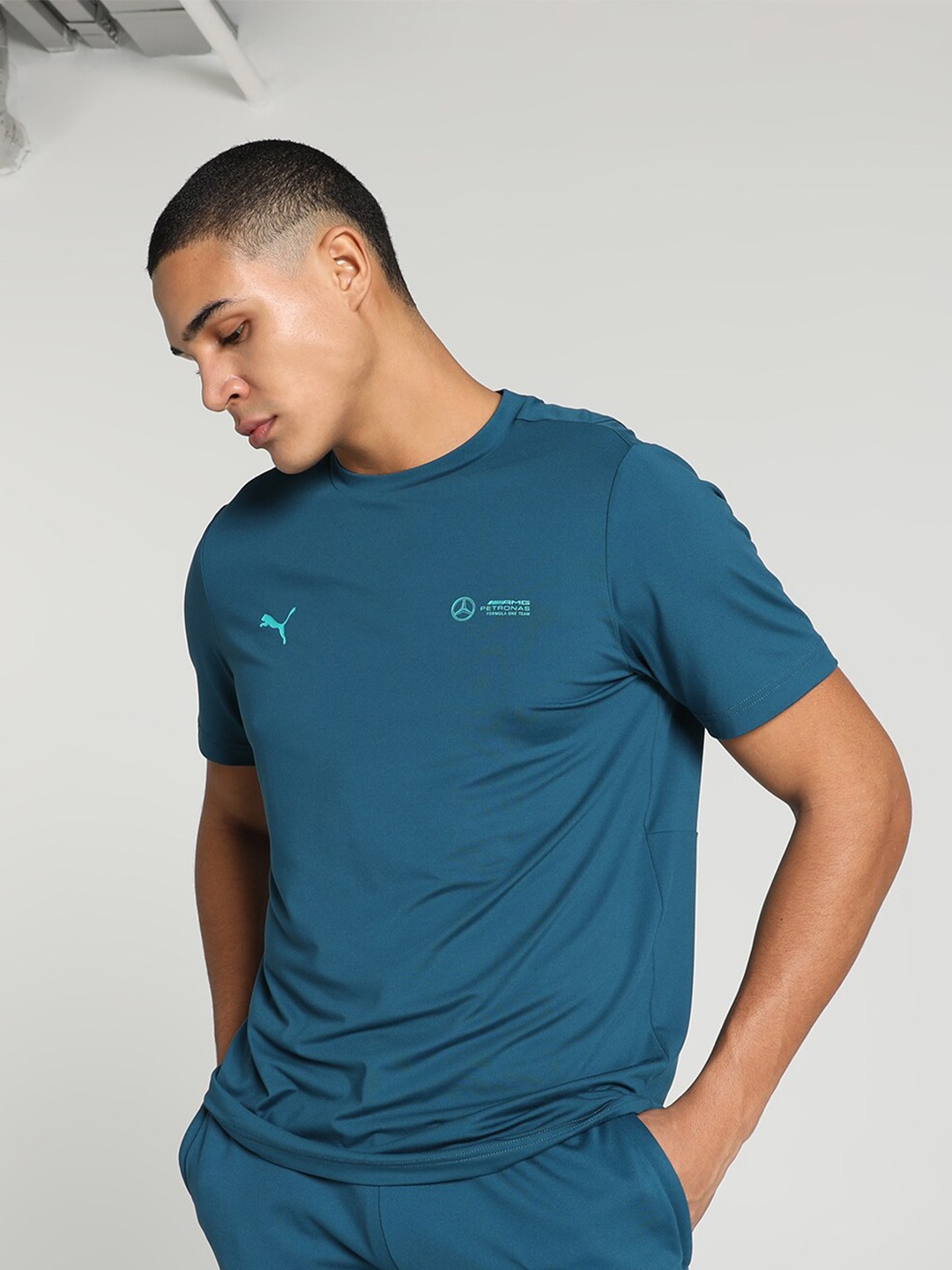 PUMA Motorsport Mercedes-AMG Petronas Cloudspun Short Sleeves T-shirt, Navy blue