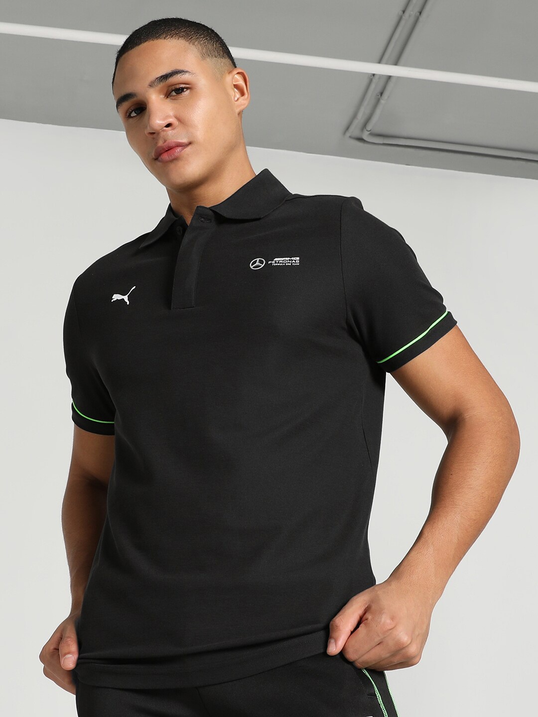 

PUMA Motorsport Polo Collar Cotton T-shirt, Black