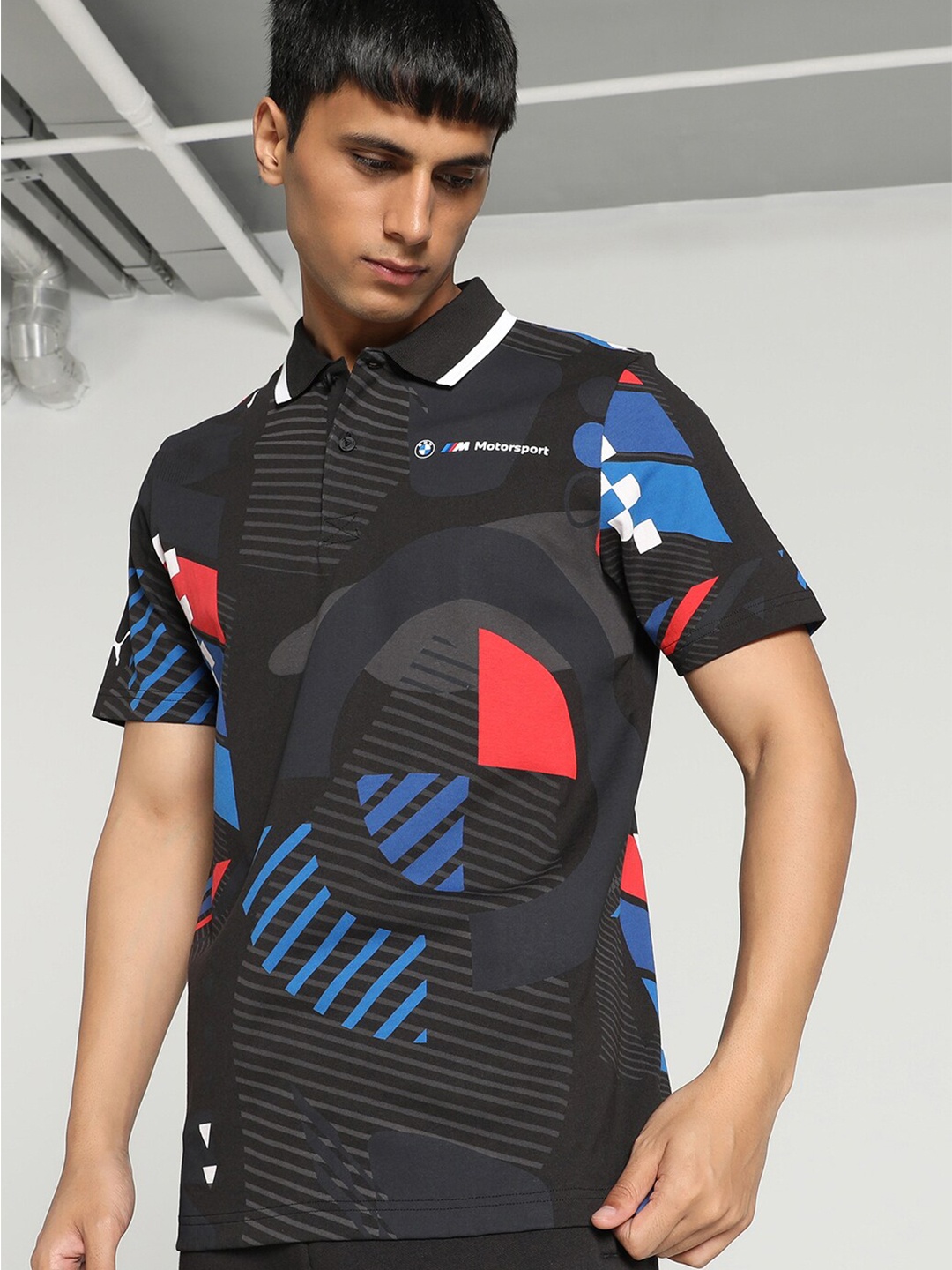

PUMA Motorsport BMW M All-Over Printed Polo Collar T-shirt, Black