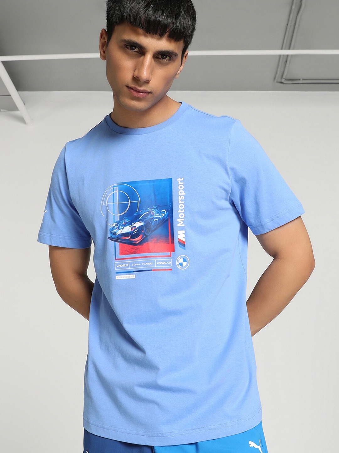 PUMA Motorsport BMW M Graphic Printed Cotton T-shirt, Blue