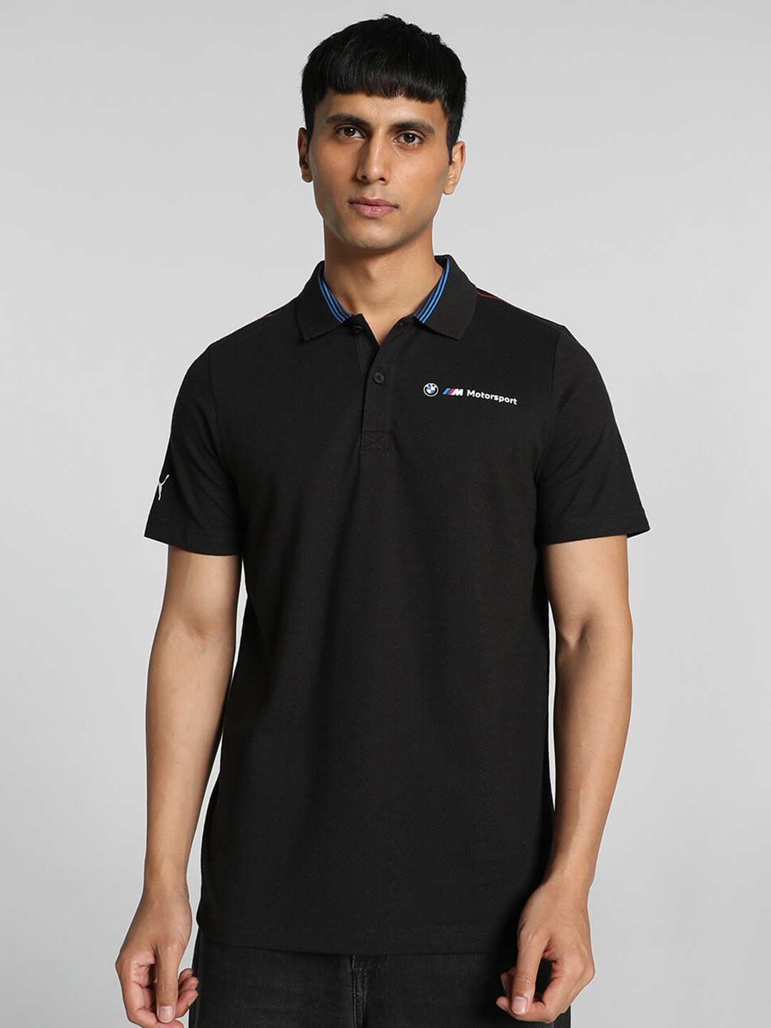 

PUMA Motorsport BMW M Jacquard Polo Collar Cotton T-shirt, Black