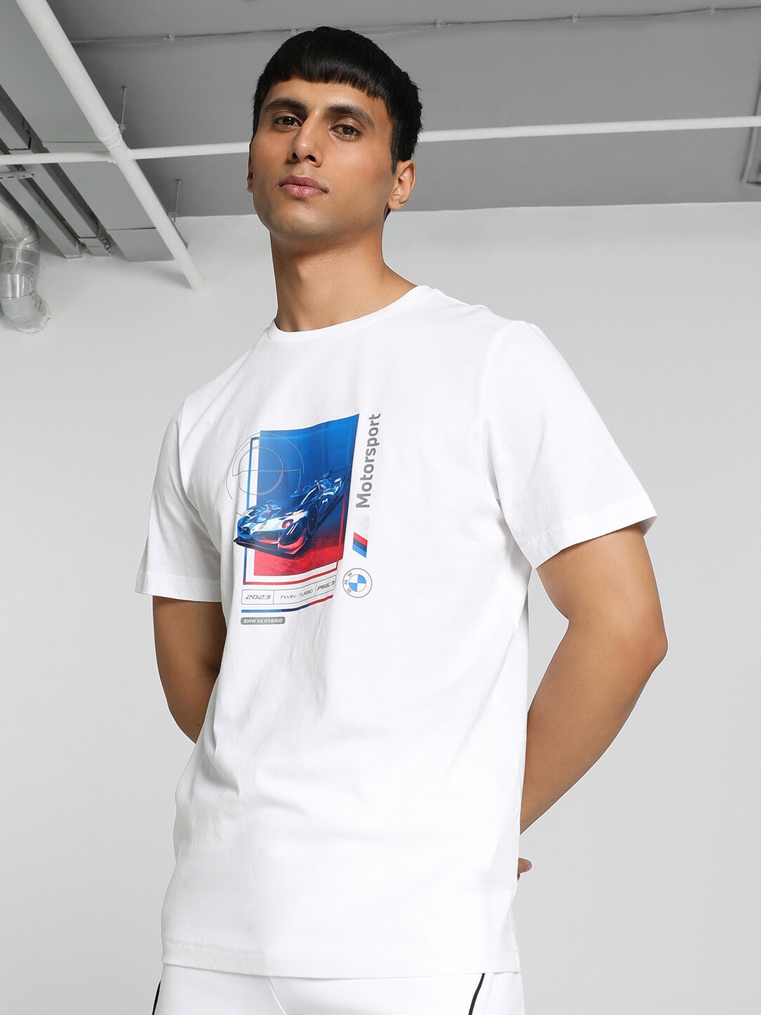 

PUMA Motorsport Graphic Printed Cotton T-shirt, White