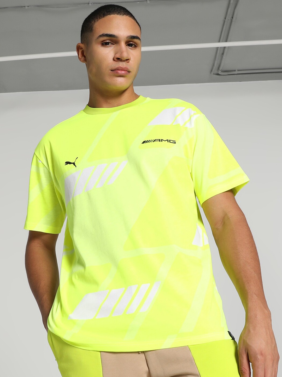 

PUMA Motorsport AMG Statement Printed Cotton T-shirt, Lime green