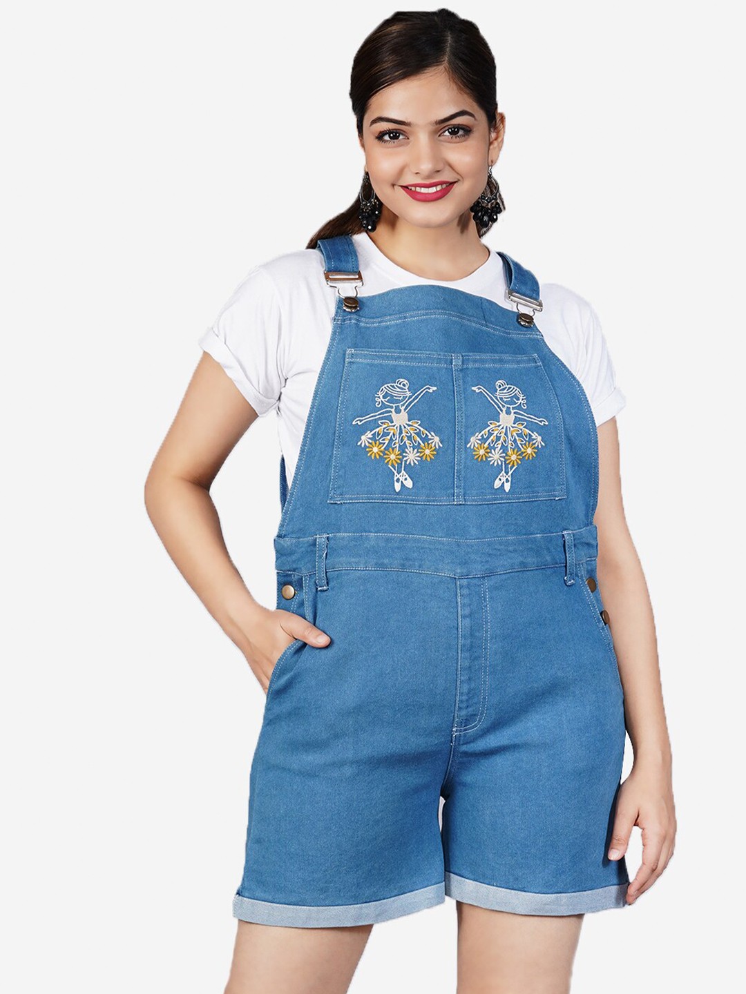 

SUMAVI-FASHION Organic Cotton Shoulder Straps Playsuit, Blue